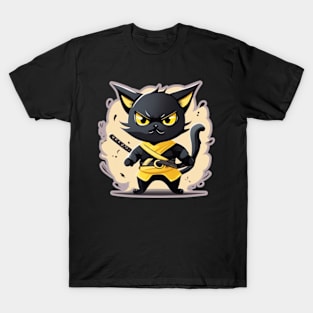 Ninja Cat Black and Yellow T-Shirt